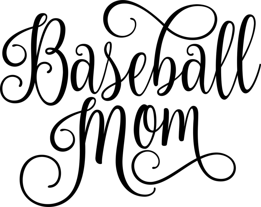 Baseball Mom in black script with looping swashes