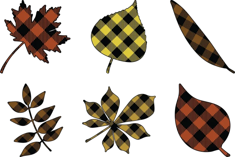 Buffalo Plaid Fall Leaves Set
