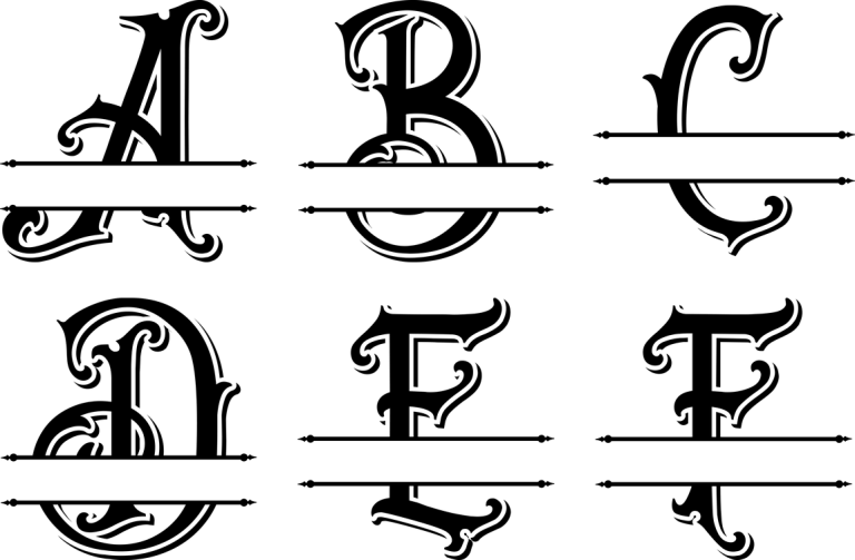 Gothic Split Monogram Alphabet