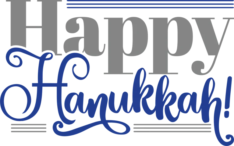 Happy Hanukkah Blue Script