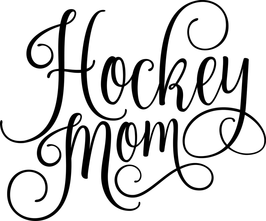 Hockey Mom in black script with looping swashes