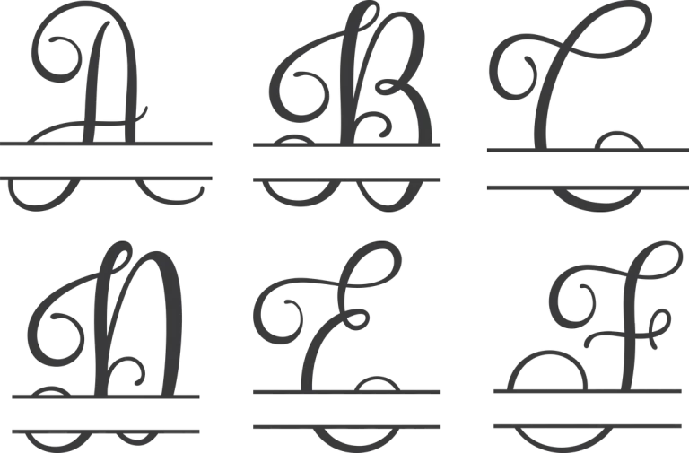 Script Split Monogram Alphabet