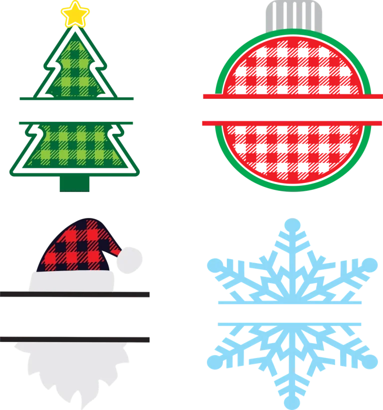 Split Christmas Monogram Frames Set