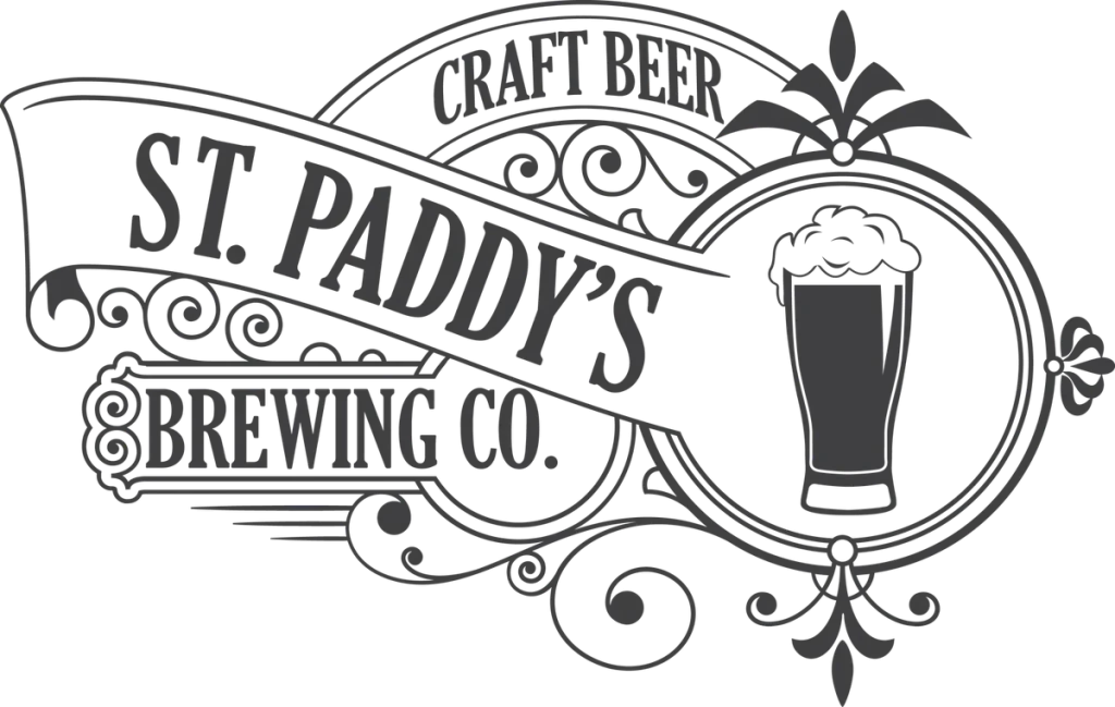 CRAFT BEER ST. PADDY'S BREWING CO. in gray with a pint glass and scrolls